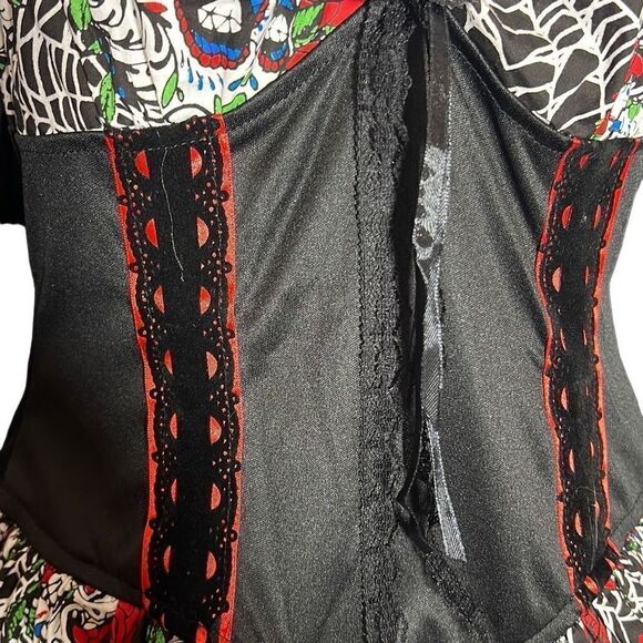 Lip Service Skulls & Roses Dress Up Costume Cosplay Mini Dress Size M - Picture 13 of 13